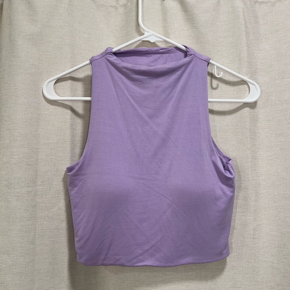 Purple High Neck Klassy Network Crop Top